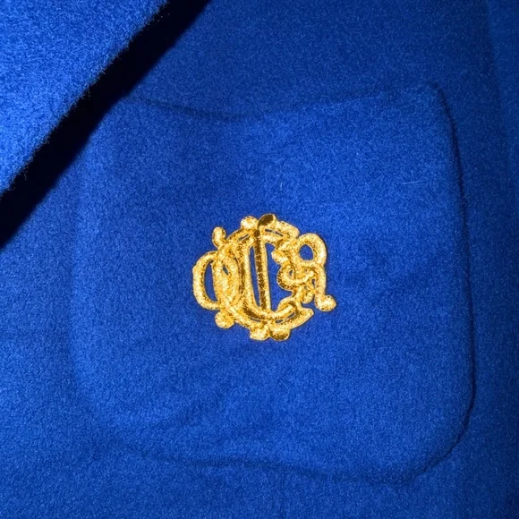 💎 VINTAGE Christian Dior Boutique Royal Blue Wool Long Coat- Size 14 - Picture 6 of 16